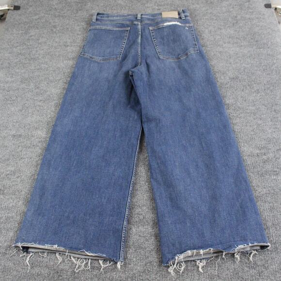 Rag Bone Jeans Womens 32 Blue Sofie High Rise Ultra Wide Leg Frayed Hem Casual - Picture 4 of 16